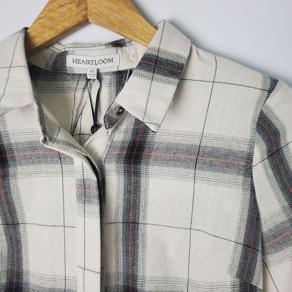 NWT Heartloom Luka Plaid Lace-Up Back Shirt Size XS - Picture 4 of 10